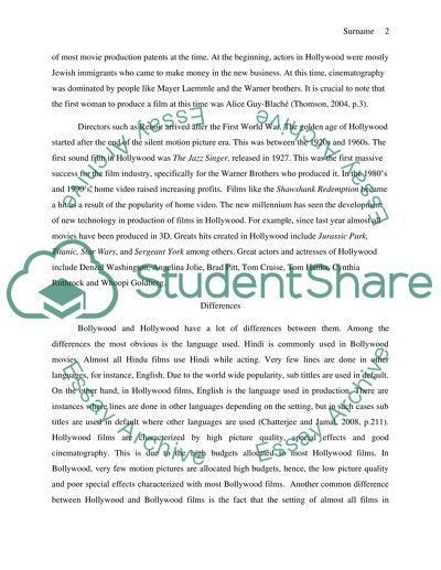 Comparative study of Cinematography in Bollywood and Hollywood