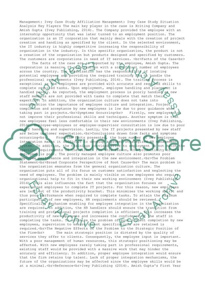 Ivey Case Study Affiliation Management