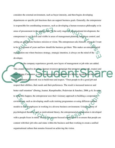 The Creation of an Entrepreneurial Organisation