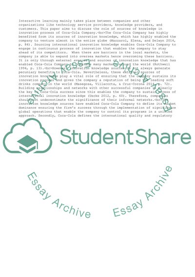 The Role of Different Sources of Knowledge in the Innovation Process