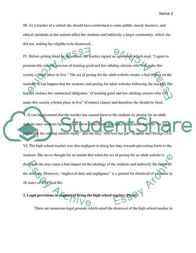 Is the School Justified in Firing a Teacher Posing for an Adult Website
