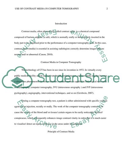 Use of Contrast Media in Computer Tomography