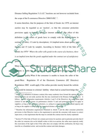 E-commerce, Distance Selling Regulations