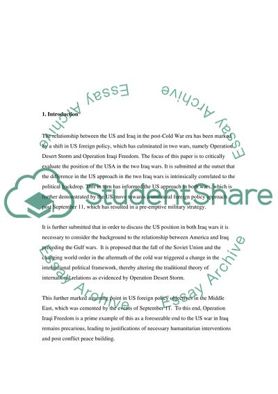 The US position in the two Iraq wars