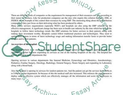 Enterprise Resource Planning Systems in Health Care Sector