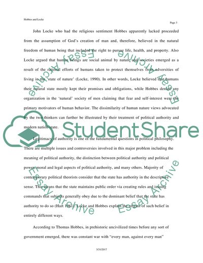 Compare and contrast the ideas about human nature in two theorists Hobbes and Locke