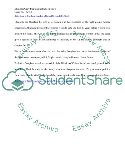 Elizabeth Cady Stanton on Black Suffrage