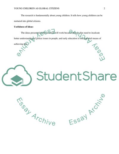 Young Children as Global Citizens