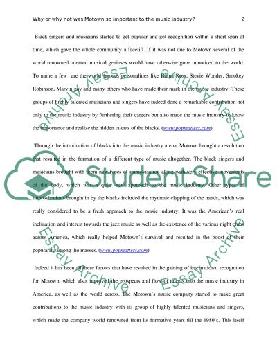 Why or why not was Motown so important to the music industry