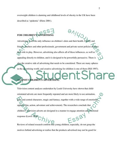 The case for and against control on advertising aimed at children