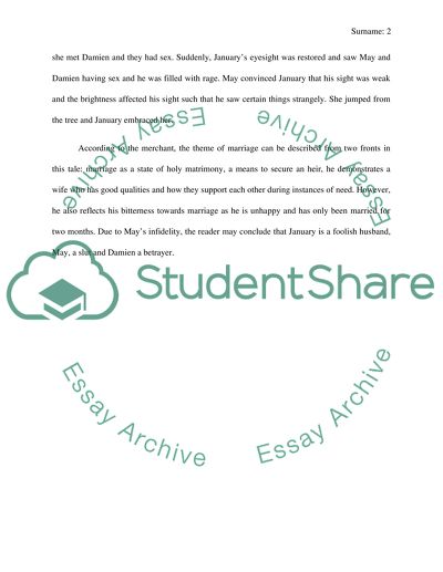 Idea of Wedding in The Merchants Tale