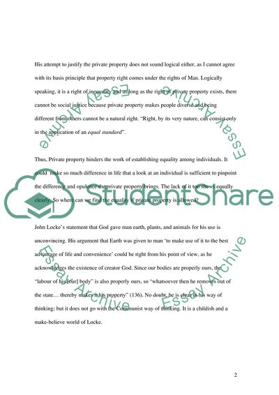 John Lockes Second Treatise