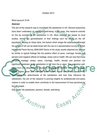 Determinants of Life Satisfaction in the UK