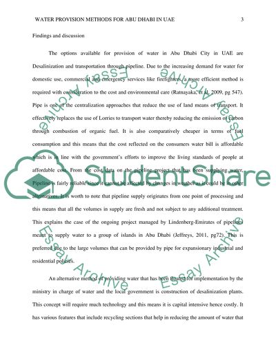 Water Provision Methods For Abu Dhabi In UAE