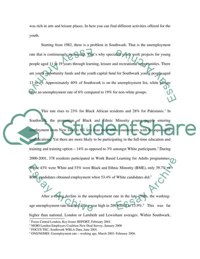 Unemployed Youth in Southwark