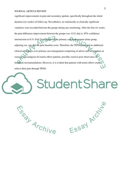 Transcutaneous Electrical Nerve Stimulation for the Management of Tennis Elbow