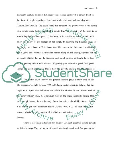 Poverty Related Disadvantages: The Factors Affecting Life Chances