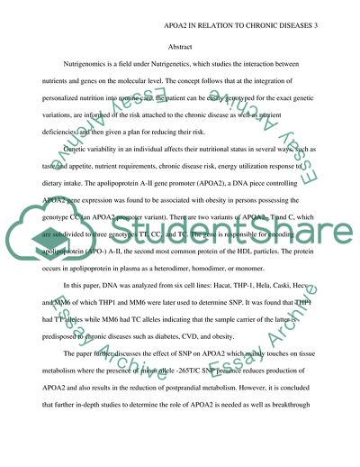 The Apolipoprotein A-II gene promoter about Chronic Diseases