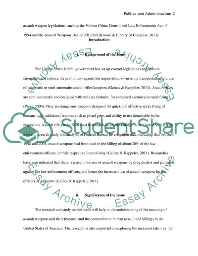 Assault Weapons in America Issue