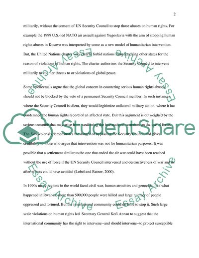 Politics of Int. Law - humanitarian intervention and human rights