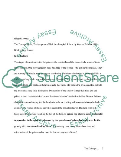 Book Review The Damage Done ; Twelve years of Hell in a Bankok Prison . by Warren Fellows