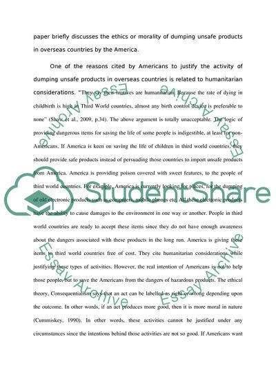 Dumping of Unsafe Products