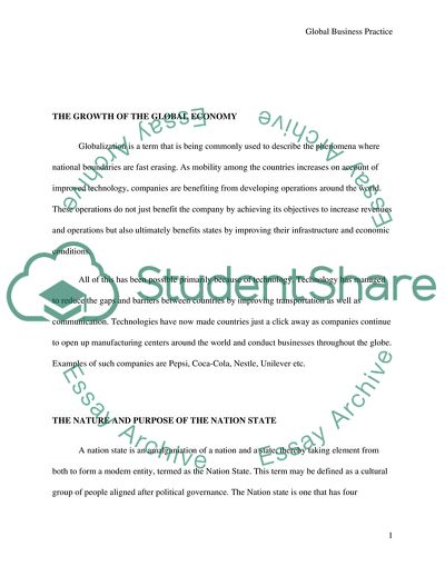 The Nature and Purpose of a Nation-State and the TNC