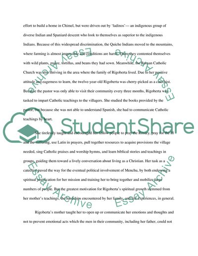 Spiritual Growths of Rigoberta Menchu, Gandhi, and Satomi Myodo