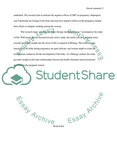 Smoking Cessation Therapy during Pregnancy