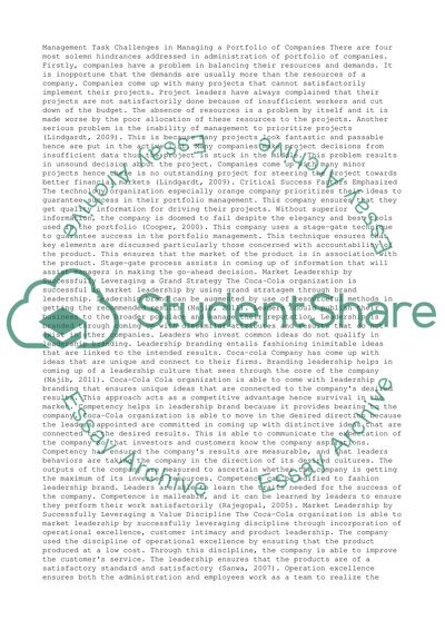 Challenging in Managing a Portfolio in Companies