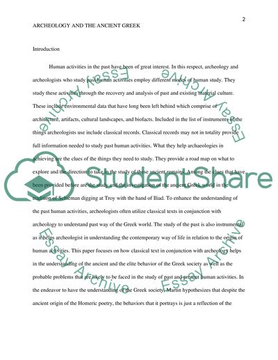 Archeology and the Ancient Greek