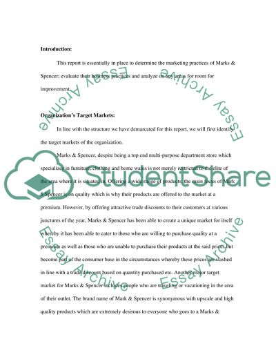 Target Markets of Marks & Spencer