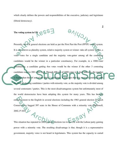 Voting System in the UK General Elections