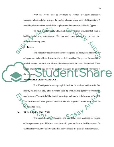 A Business Plan for Cyprus Financials Limited