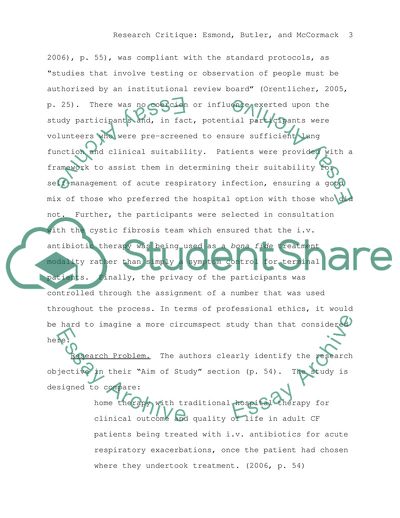 Research Critique: Esmond, Butler, and McCormack