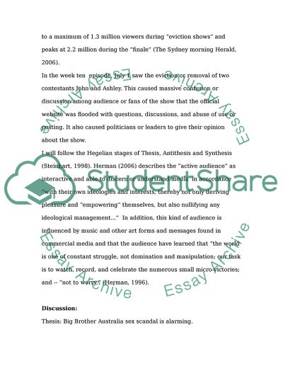 Active role of the audience in watching Big Brother Australia