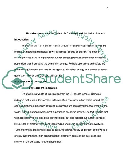 Should Nuclear Power Be Revived in California and the United States