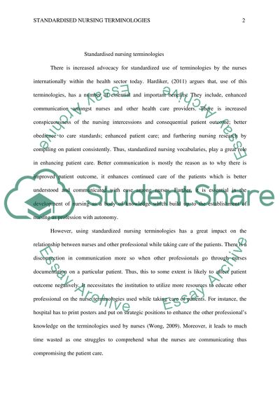 Importance of Standardised Nursing Terminologies