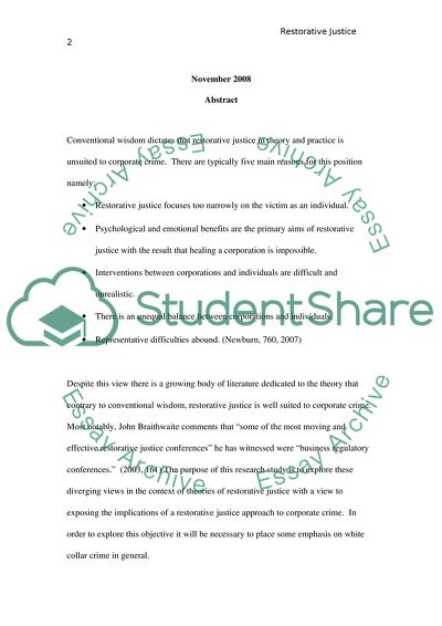 A Restorative Justice Approach to White Collar Crime
