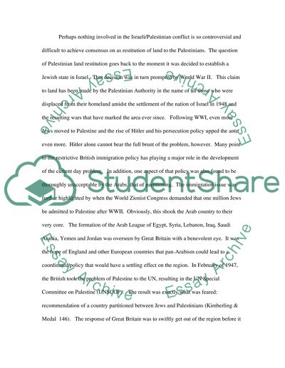 Israel Settlements and the Issue of Palestinian Restitution