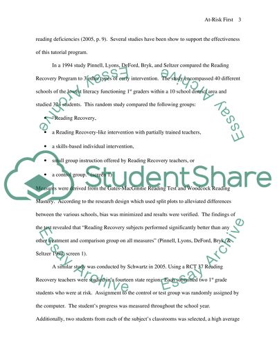 At Risk First Graders in Literacy and Writing