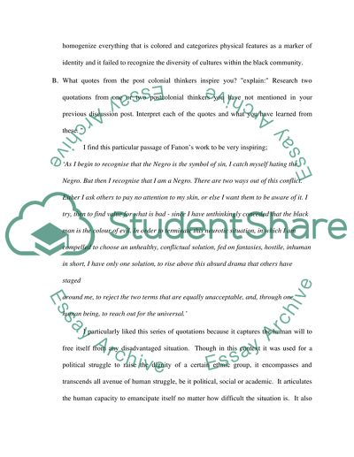 The Contributions of Post-Colonial Thinkers