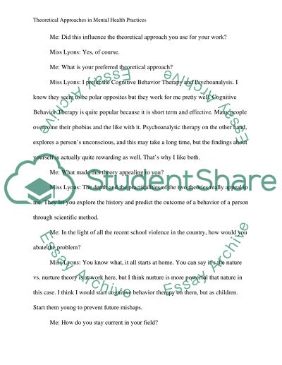 Theoretical Approaches to Mental Health Practices