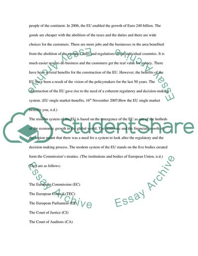 Impact of the Single Market Program on the Regulatory Role and Decision-Making System of the EU