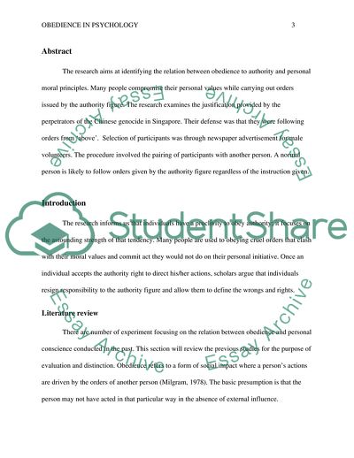 Obedience in Psychology