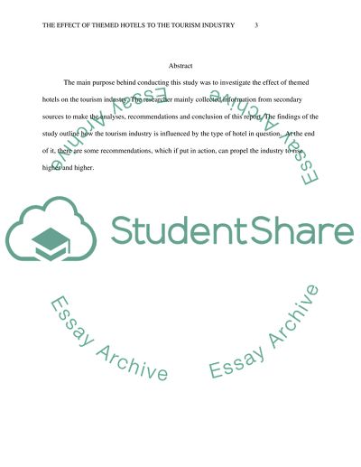 The Effect of Themed Hotels on the Tourism Industry