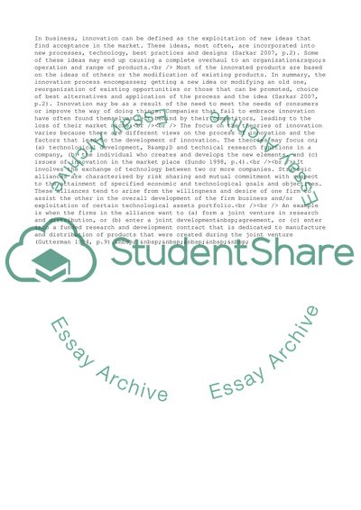 Strategic Alliances and Innovation