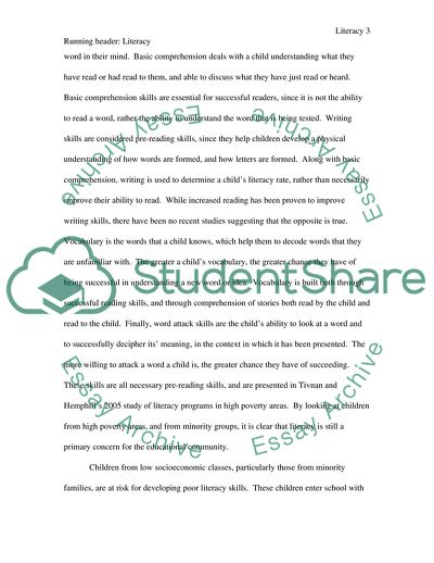 A Discussion of Literacy Issue and First Grade