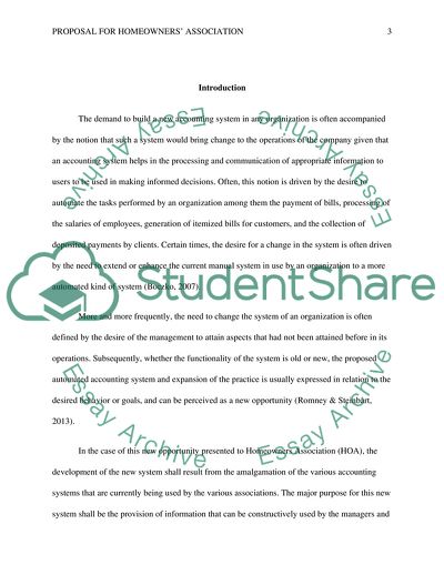 Accounting Information System Proposal for Homeowners Association