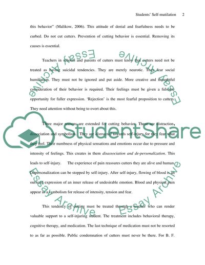 Self-mutilation is Self-healing